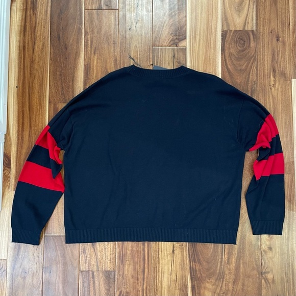 Tommy Hilfiger Women's Cropped Double Heart Sweater Navy Crewneck Size Large. - Picture 8 of 12